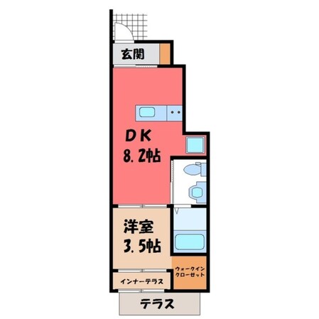 宇都宮大学陽東キャンパス駅 徒歩42分 1階の物件間取画像